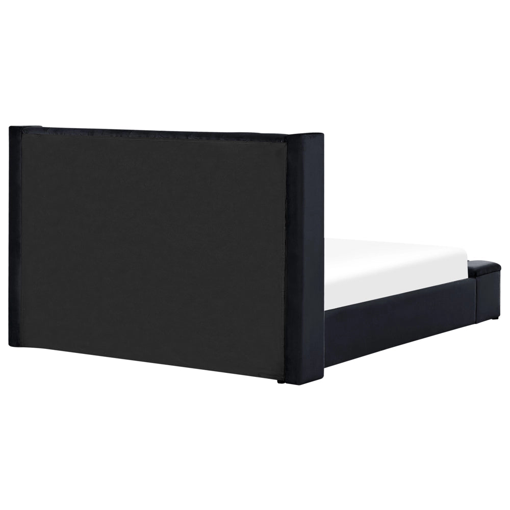 Letto matrimoniale ad acqua in velluto nero con cassapanca 180 x 200 cm moderno glam morbido materasso camera da letto