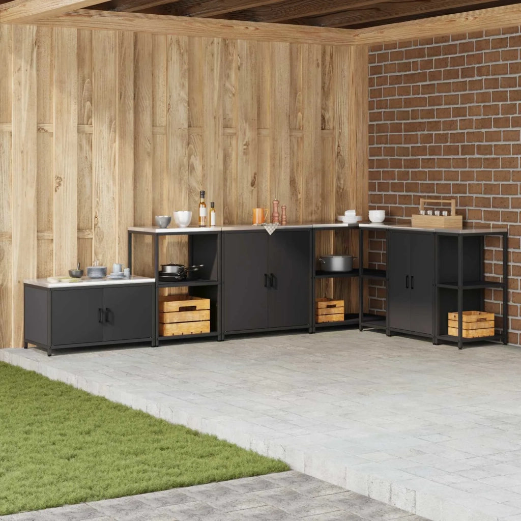 Stoccaggio in cucina con porta Nero 90 x 50 x 92 cm Acciaio 874982