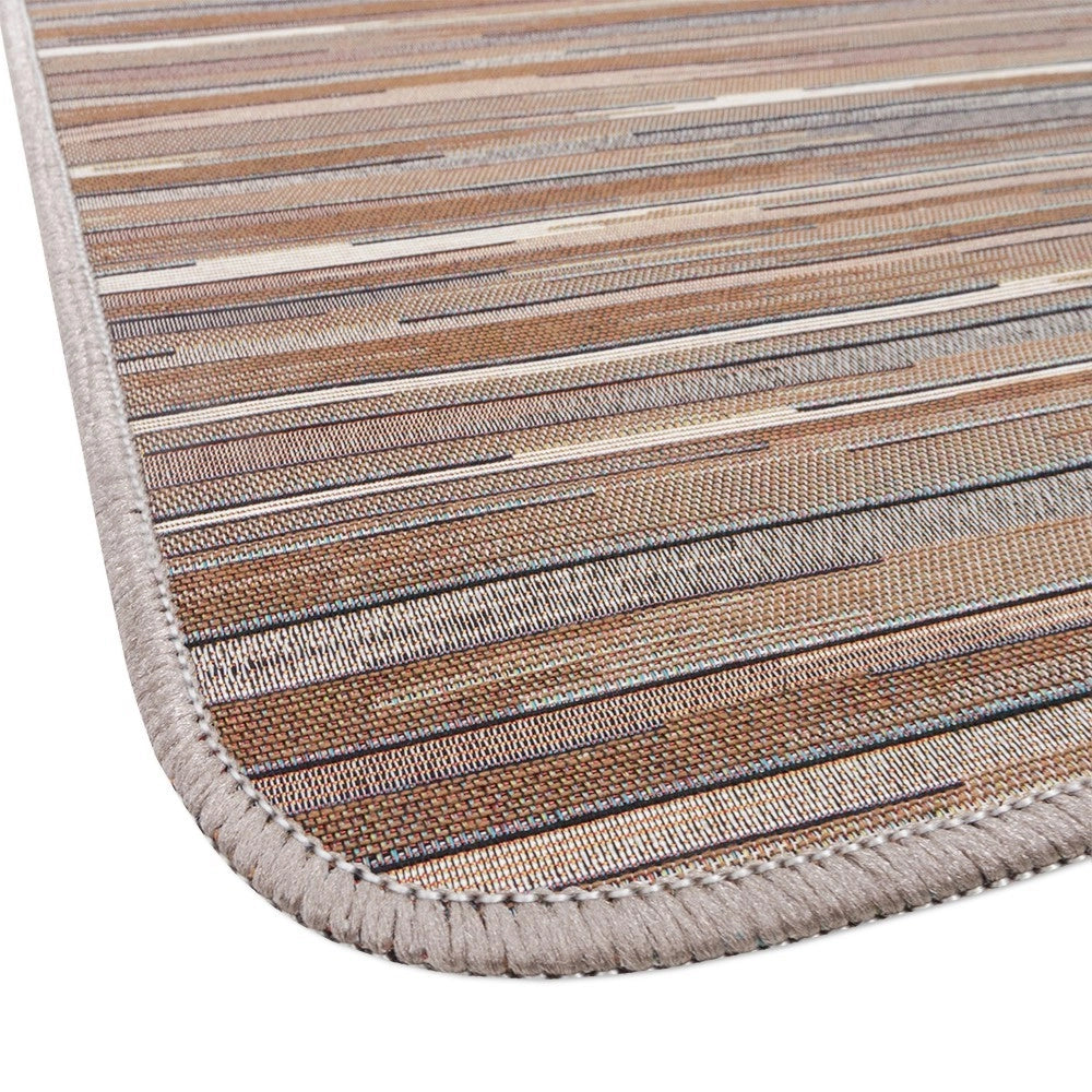 Tappeto Cucina Bordato Tessitura Piatta Bagno Camera Corridoio Stile Bamboo Beige 52x190 cm
