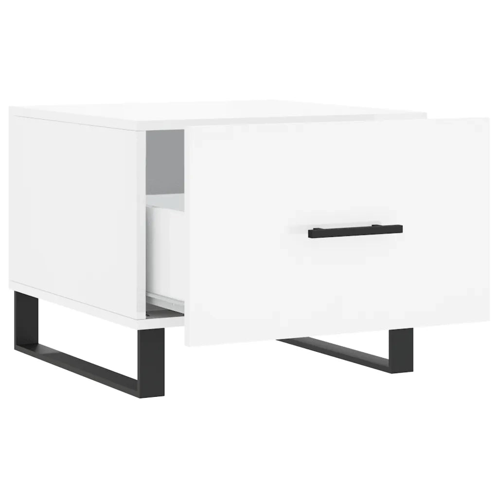 2 pz Tavolini salotto | Tavolino da caff¨¨ | Tavolino da Soggiorno Bianco Lucido 50x50x40cm Legno Multistrato