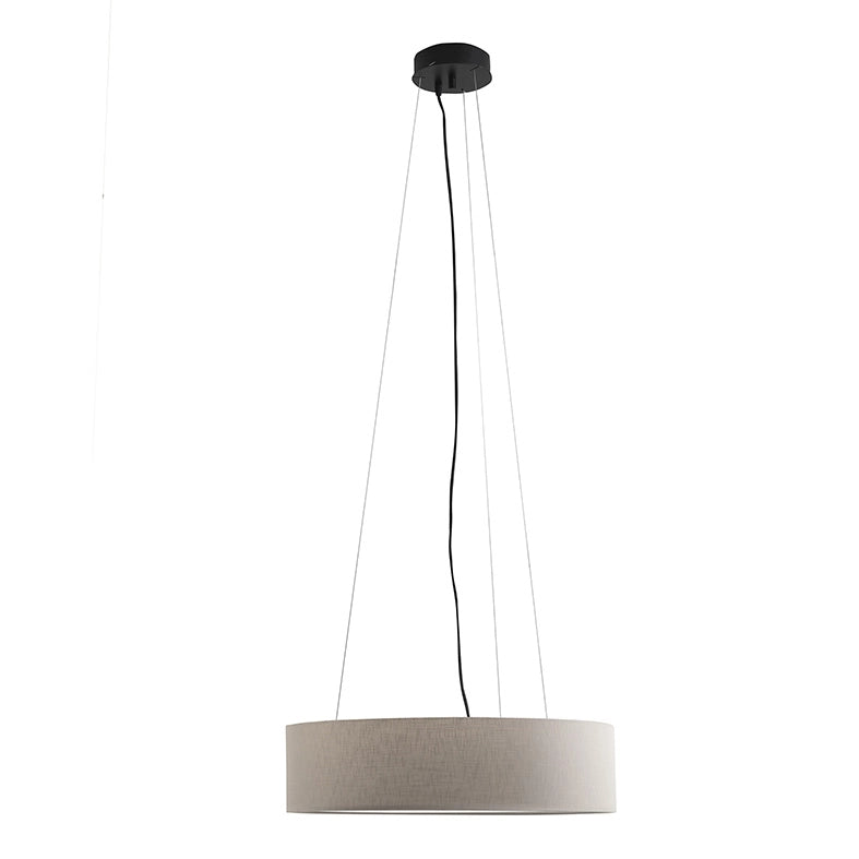 Vivien Lampada a Sospensione Nera, Paralume Cilindrico Avorio, E27, IP20, 48cm - Rossini Group - Design Minimal ed Elegante