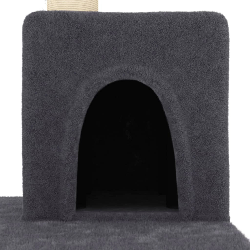 Tiragraffi per gatti torre per arrampicata giocattolo piattaforma per arrampicata con tiragraffi in sisal scuro 123 cm grigio 02_0022651