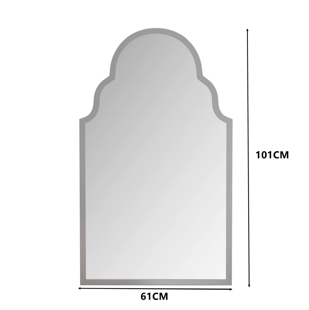 Specchio rettangolare da parete 61 x 101 cm con cornice in ferro; argento