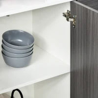 Mobiletto Armadietto Multiuso per Soggiorno, Cucina, Ufficio, 2 Cassetti e 2 Armadietti con Apertura a Pressione, Grigio