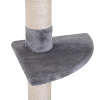 Albero Tiragraffi a 4 Livelli ad Altezza Regolabile, in Truciolato, Peluche e Sisal, 40x34x230-260 cm, Grigio