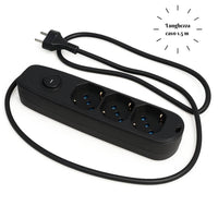 Ecova 30096x multipresa 3 uscite universali nera con cavo 1,5m e interruttore