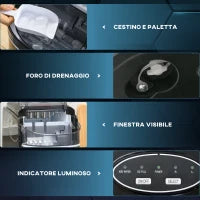 Macchina del Ghiaccio Autopulente da 9 Cubetti in 6-12 Minuti, in PP e Acciaio Inox, 24.2x35.3x33 cm, Nera