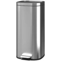 Pattumiera a Pedale da 30L con Secchio Rimovibile, in Metallo e PP, 29x36x59.5 cm, Argento