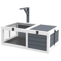 Casa Recinzione per Tartarughe o Piccoli Animali, con 2 Spazi, Supporto per Lampada, 81 x 48 x 31,5 cm, Grigio