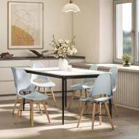 Set di 2 Sedie da Pranzo in Plastica e Legno Stile Nordico con Schienale Curvato, Grigio