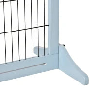 Cancellino per Cani Estensibile da Interno in Legno e Acciaio, 104-183x36x69cm, Blu-grigio