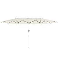 Ombrellone Doppio 436 x 260 cm, Protezione UV, Ombrellone in Acciaio con Manovella, Beige
