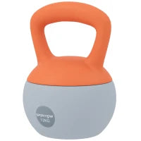 Kettlebell 12 kg Riempita con Sabbia Metallica, Manico Antiscivolo 21x21x30 cm Arancione e Grigio