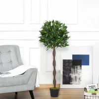 Set di 2 Alberi di Alloro in Vaso, Piante Finte in Plastica Altezza 120cm per Interni