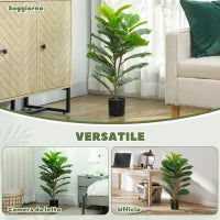 Pianta Finta Ficus Lyrata Alta 80 cm per Interni con Vaso, Decorazione per Casa e Ufficio, Verde