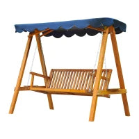 Dondolo da Giardino 3 Posti in Legno con Baldacchino 210x 130x 185cm