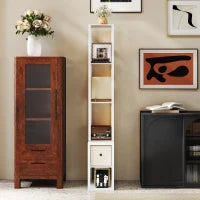 Lampada da Terra Moderna con Ripiani Aperti Cassetto di Tessuto e Interruttore a Pedale per Camera da Letto Soggiorno Bianco