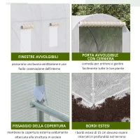 Serra da Giardino a Tunnel Per Piante in PE con Tubi in Ferro, Bianco, 350x200x200cm