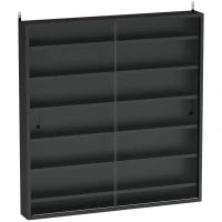 Bacheca Portaoggetti a 6 Ripiani Regolabili in Legno con Ante in Vetro, 80x9.5x83 cm, Nero