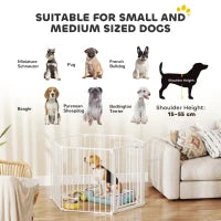 Cancelletto Pieghevole per Cani a 6 Pannelli, Porta con Chiusura Doppia, Bianco