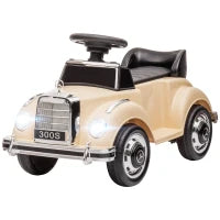 Macchina Elettrica per Bambini 18-48 Mesi Licenza Mercedes-Benz con Musica, Beige