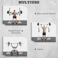 Porta Bilanciere Universale in Acciaio, Altezza Regolabile su 12 Livelli, Carico Massimo 150kg