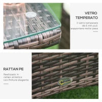 Set Mobili da Giardino Rattan Set Arredamento Giardino 3pz Tavolo con 2 Sedie con Cuscini Marrone