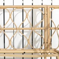 Salotto da Giardino in Rattan Stile Boho con Divano 2 Posti, 2 Poltrone e Tavolino con Vetro