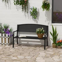 Panchina da Esterno Panca da Giardino Max 240kg Metallo 127 × 60 × 85cm Nero