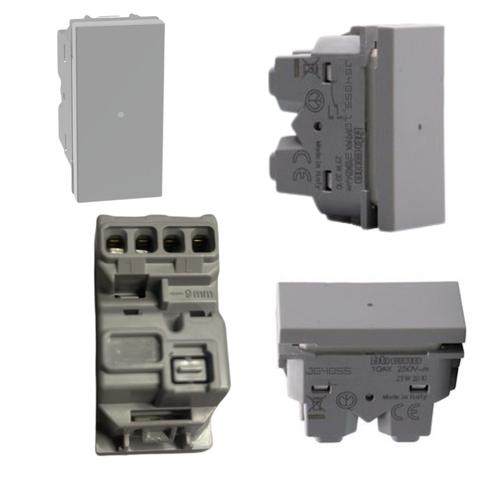 bticino serie matixgo pulsante assiale unipolare illuminabile 10a 250vac *** colore grigio, confezione 1