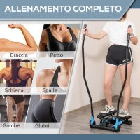 Stepper Fitness con Maniglia e Monitor LCD per Allenamento a Casa e Palestra, Blu