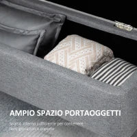 Panca Contenitore in Tessuto Effetto Velluto, per Camera, Soggiorno e Ingresso, 101x38.5x44.5 cm, Grigio