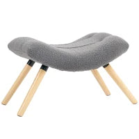 Pouf moderno con rivestimento in pile e gambe in legno, imbottito, per soggiorno, camera da letto, ingresso, Grigio scuro