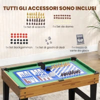 Tavolo da Gioco 13 in 1 con Calciobalilla, Ping Pong, Air Hockey, Biliardo, Scacchi e Altri, Noce