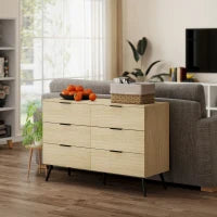 Cassettiera 6 Cassetti in Legno per Camera da Letto e Ingresso, 110x40x75cm, Rovere