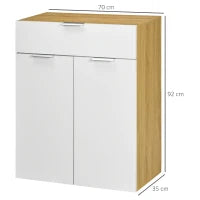 Mobile per Soggiorno con Armadietto e Cassetto, Ripiani regolabili su 3 livelli 70x35x92cm, Bianco