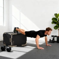 Plyo Box 3 in 1 in legno, antiscivolo senza spigoli con aperture per maniglie, 61/51/40,5 cm, Nero