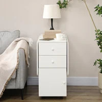 Tavolo da Cucina a Ribalta con 2 Cassetti e Armadietto ad Ante, in Truciolato, 120x80x75 cm, Bianco