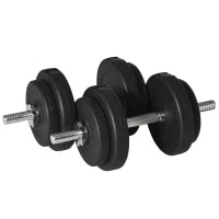 Set Manubri Pesi 20 kg (4x2.5 kg, 4x1.5 kg) con 8 Dischi e 2 Manubri da 2 kg, 43x18x7.5 cm, Nero