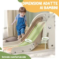 Scivolo per Bambini da Interno 3 in 1 con Canestro e Design a Elefante, Età 1-3 Anni, Bianco Crema