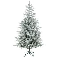 Albero di Natale Innevato Alto 180 cm con Rami Realistici e Base in Metallo Pieghevole