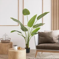 Pianta Artificiale Decorativa 109 cm Banano Artificiale con Vaso e Foglie per Interno Verde