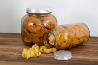 Barattolo Low con Coperchio Vetro Riciclato Fumo Cm Ø 13X13 (Made In Spain)