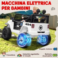 Macchina Elettrica per Bambini Jeep Fuoristrada con Telecomando e 2 Velocità, 100x65x72 cm, Bianco