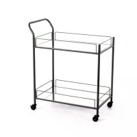 E-STYLO Carrello da servizio in metallo nero con due ripiani, ideale per organizzare e trasportare oggetti in casa, ufficio o negozio, 40cm X 72cm H. 83cm
