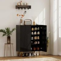 Scarpiera con 2 Ante e 4 Ripiani Regolabili, 72 x 31,5 x 95 cm, Nero