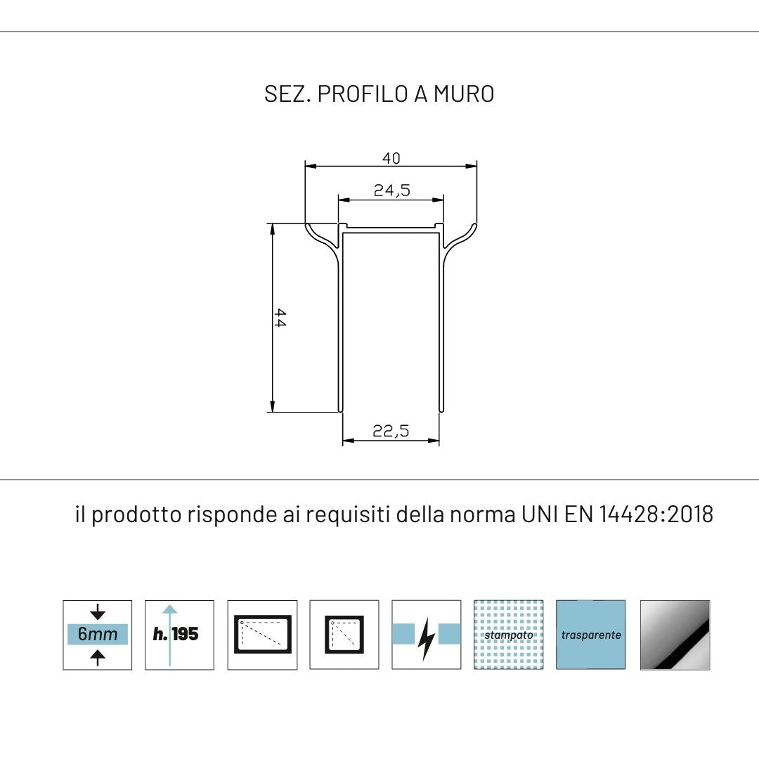 Lato fisso per porta pieghevole edera lf110t 6 millimetri chrome ix box shower *** misure 77-80xh195 cm trasparente, ...