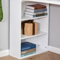 Scrivania PC Pieghevole con Libreria a 9 Ripiani in Legno e Metallo, 98x51x153 cm, Bianco