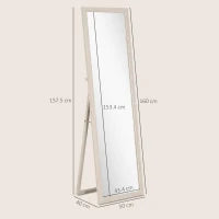 Specchio a figura intera 160 x 50 cm, versatile, design rettangolare con cornice, Bianco