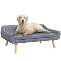 Divano per Cani Design Scandinavo con Cuscino Morbido Rimovibile, Tessuto Effetto Velluto, Piedi in Legno Massello